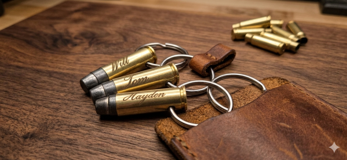 Custom Engraved .38 Special Bullet Keyring (Inert)
