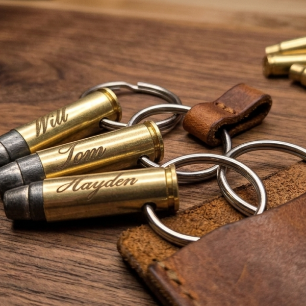 Custom Engraved .38 Special Bullet Keyring (Inert)