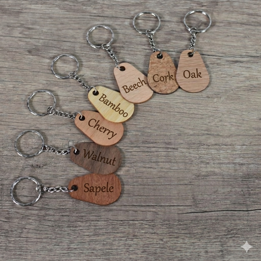 Custom Engraved NFC Wooden Keychain (NTAG216)