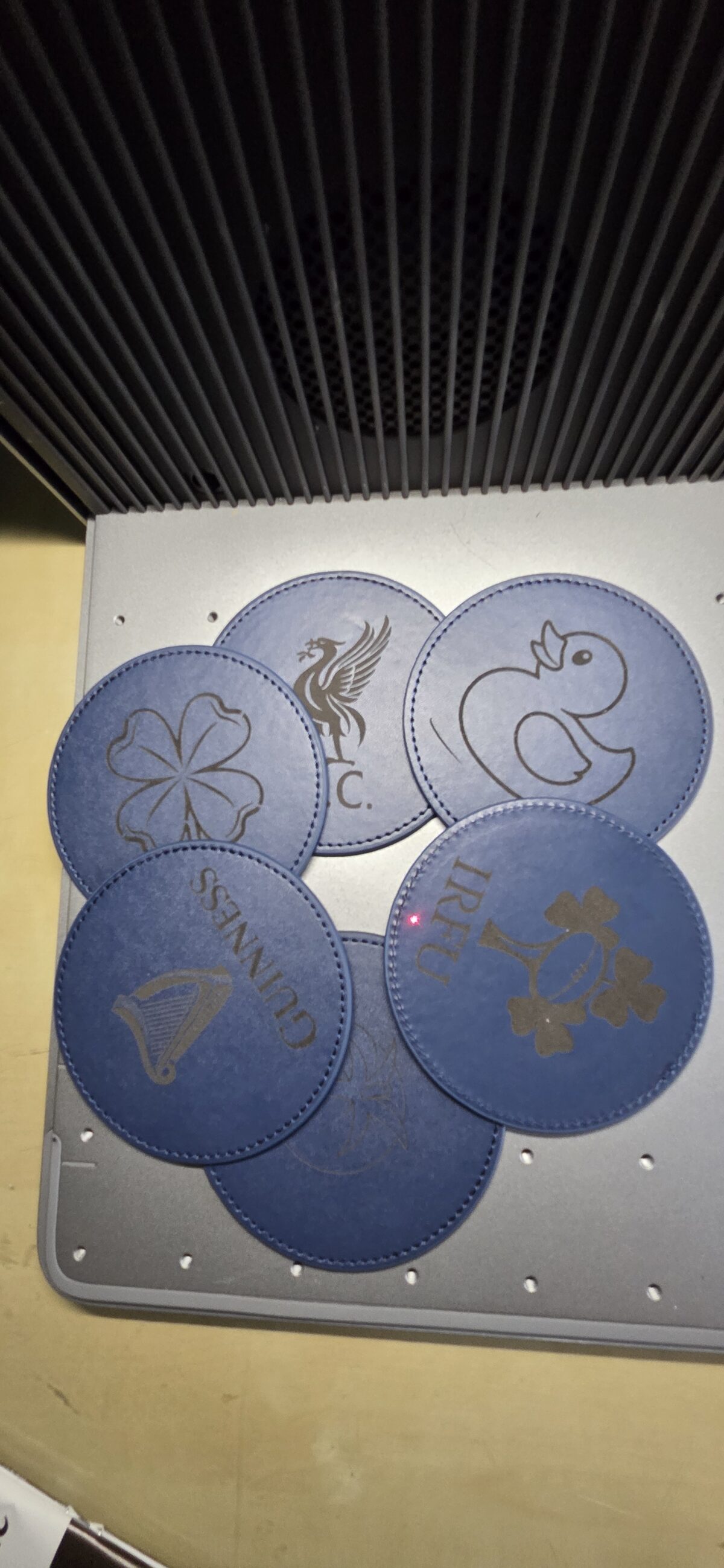 Custom Engraved PU Leather Coaster Set with Holder