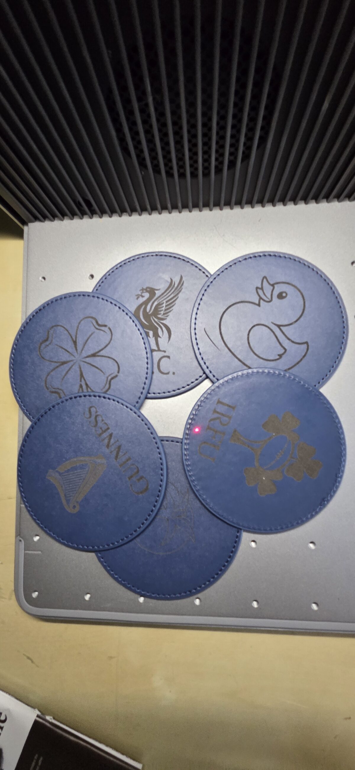 Custom Engraved PU Leather Coaster Set with Holder
