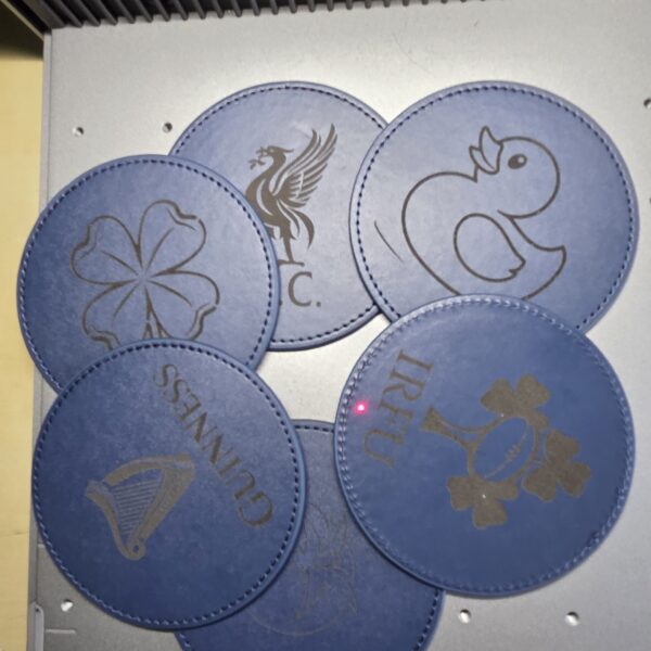 Custom Engraved PU Leather Coaster Set with Holder