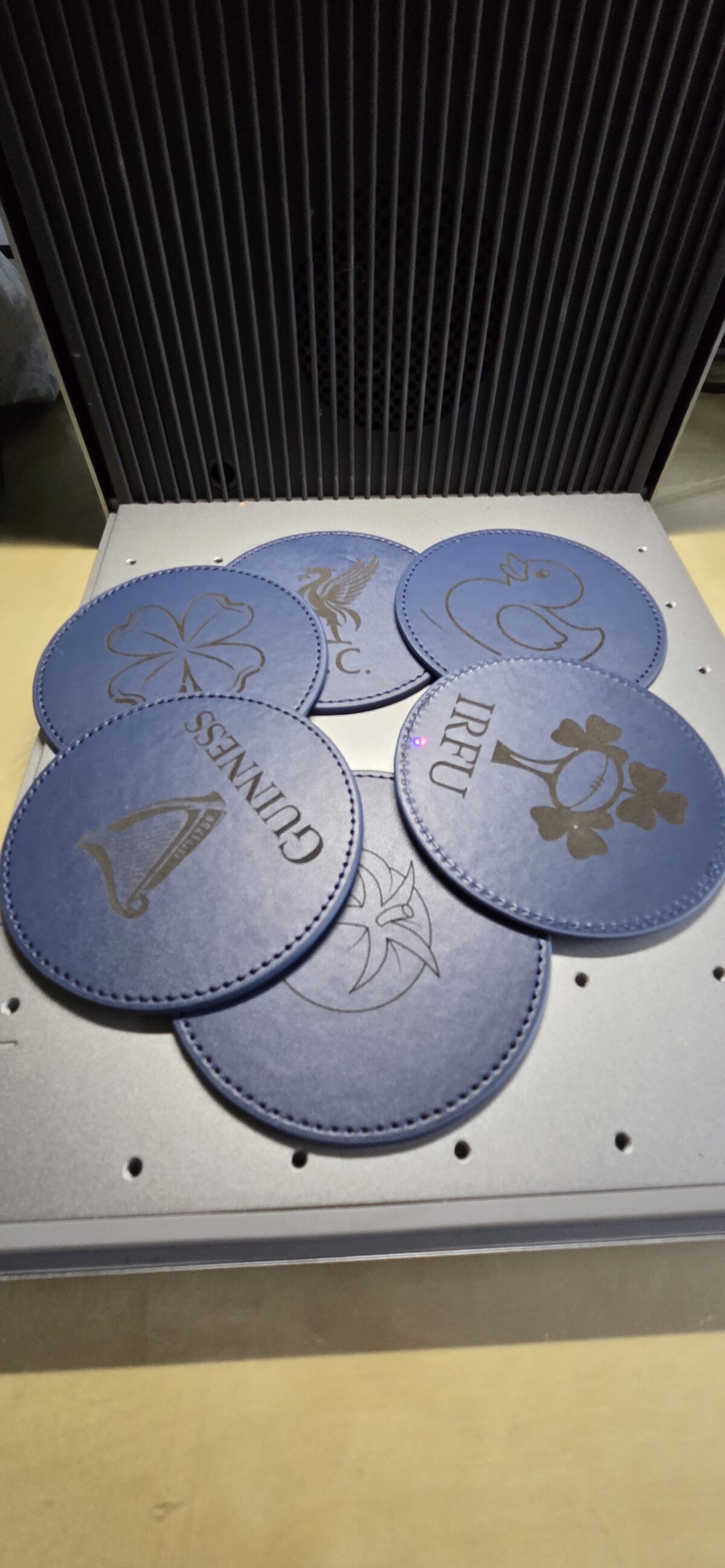 Custom Engraved PU Leather Coaster Set with Holder