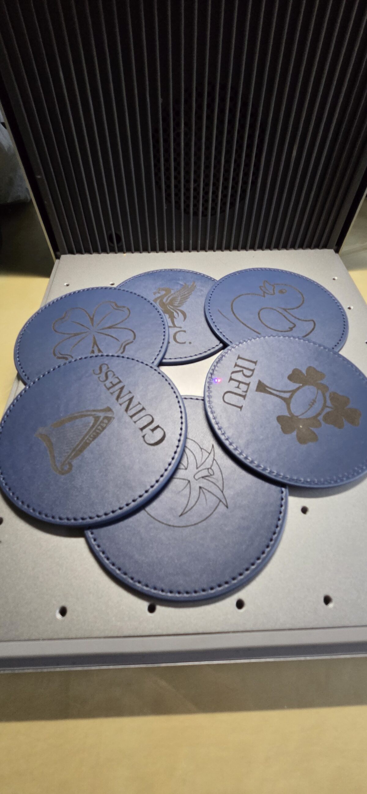 Custom Engraved PU Leather Coaster Set with Holder