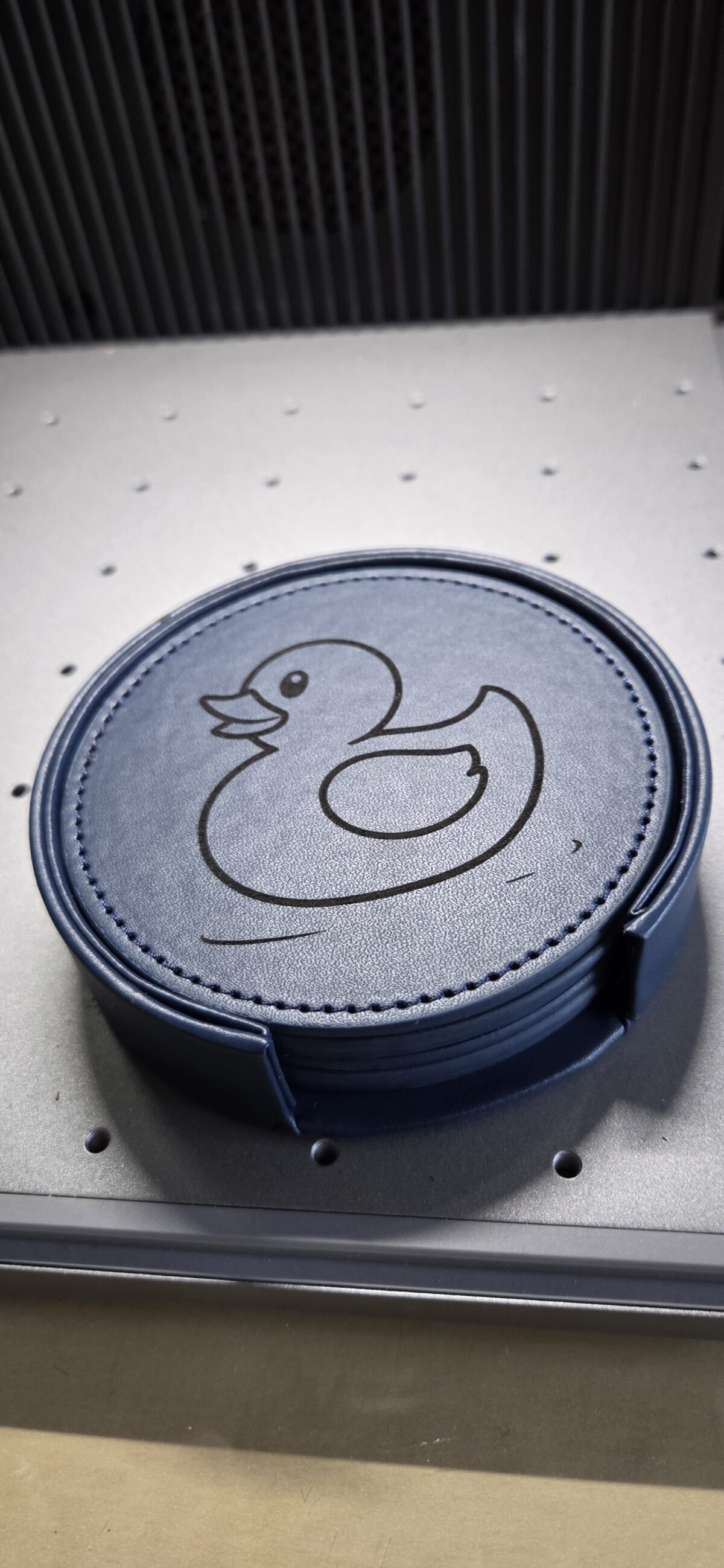 PU Leather Coaster Set with Holder Duck