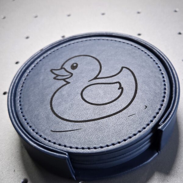 PU Leather Coaster Set with Holder Duck