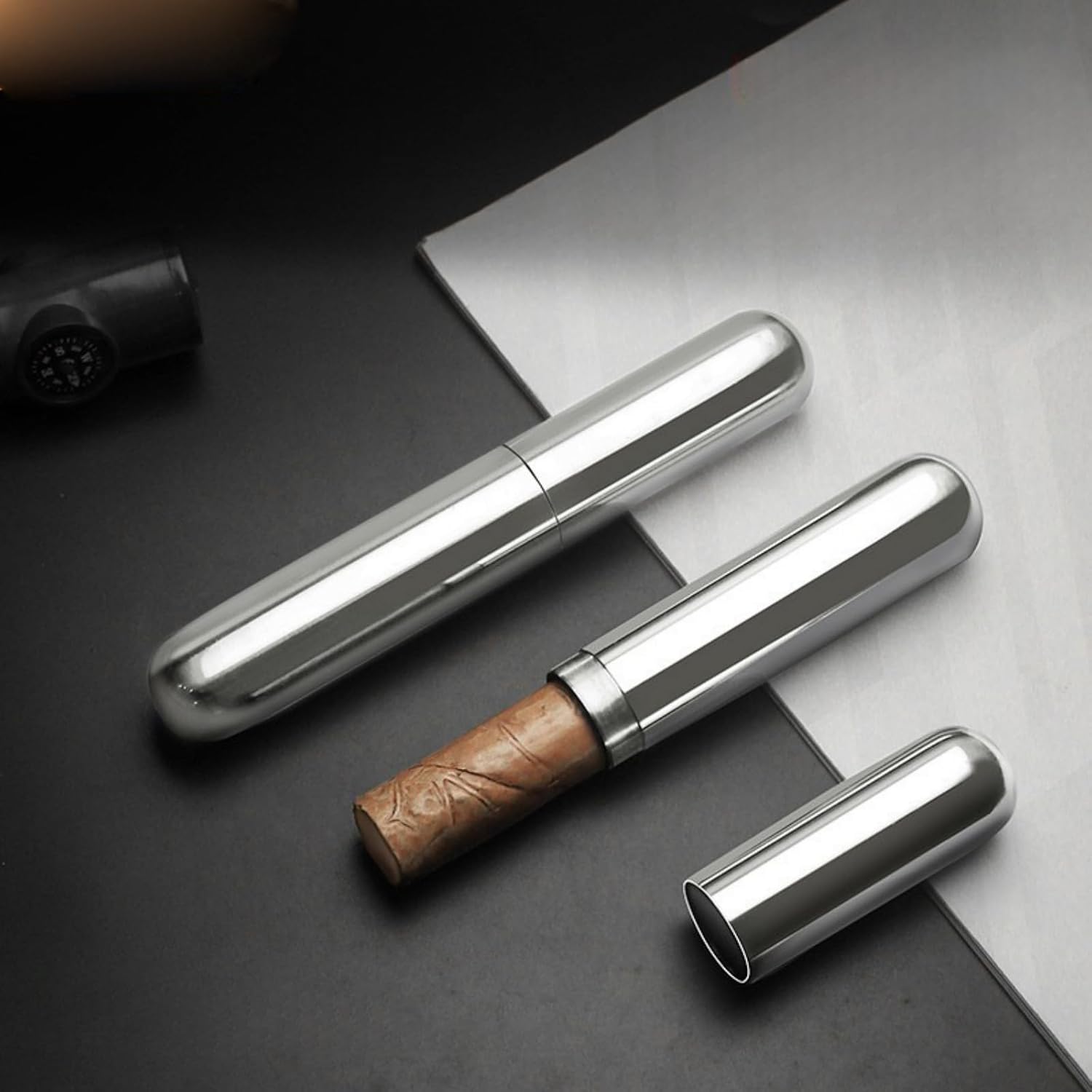 Custom Engraved Steel Cigar Tube