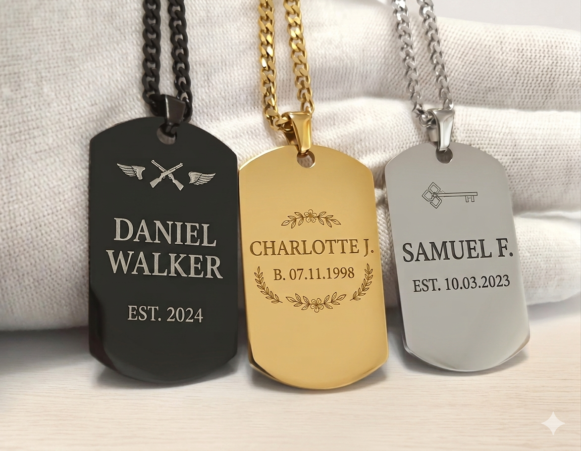 Personalised Engraved Dog Tag Necklace