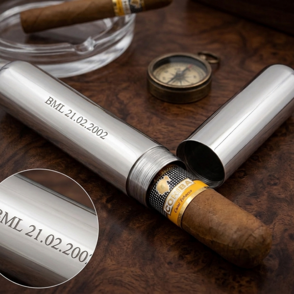 Custom Engraved Steel Cigar Tube