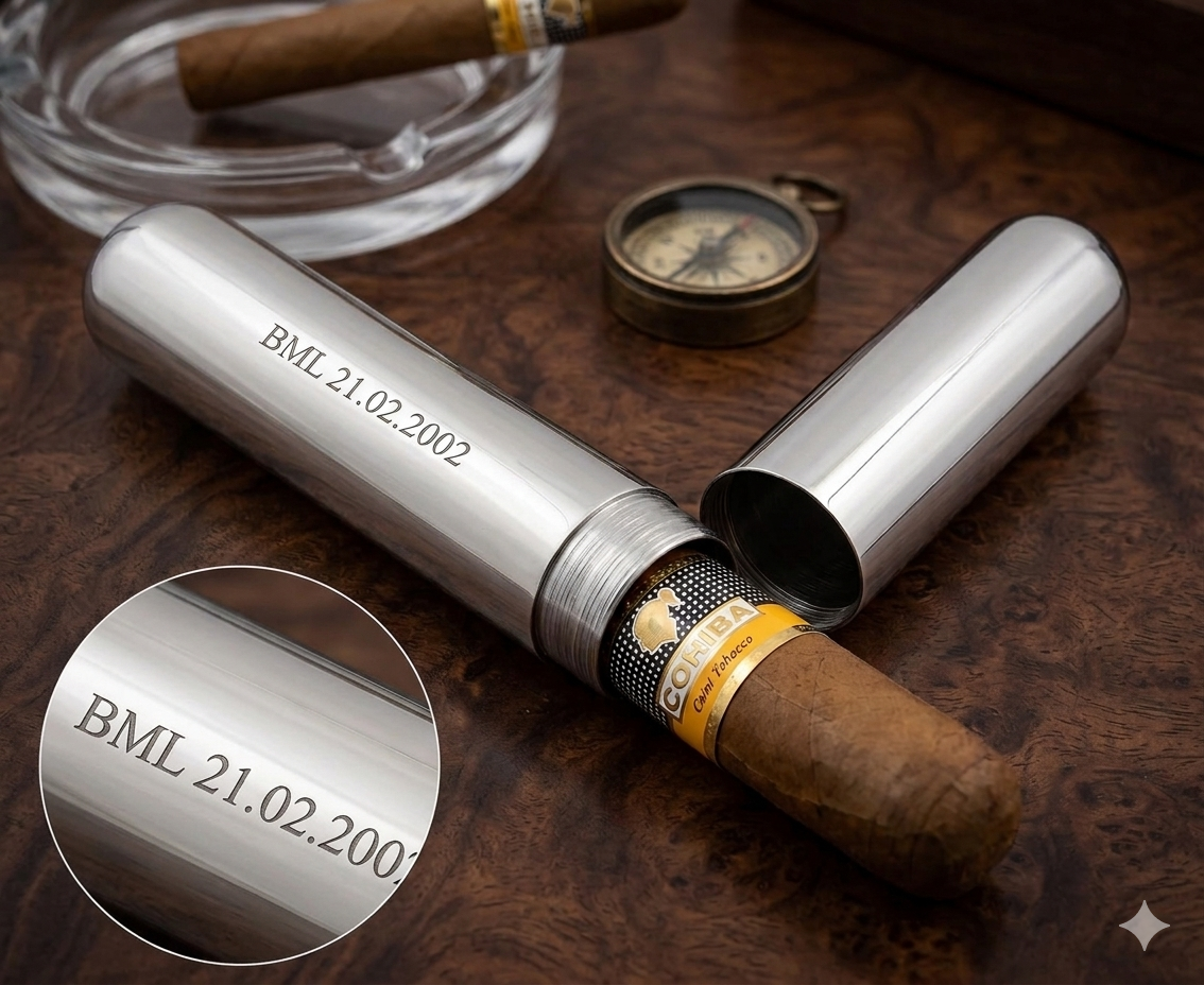 Custom Engraved Steel Cigar Tube
