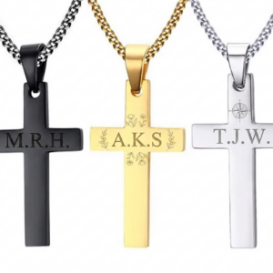 Stainless Steel Cross Necklace – Silver, Gold or Black